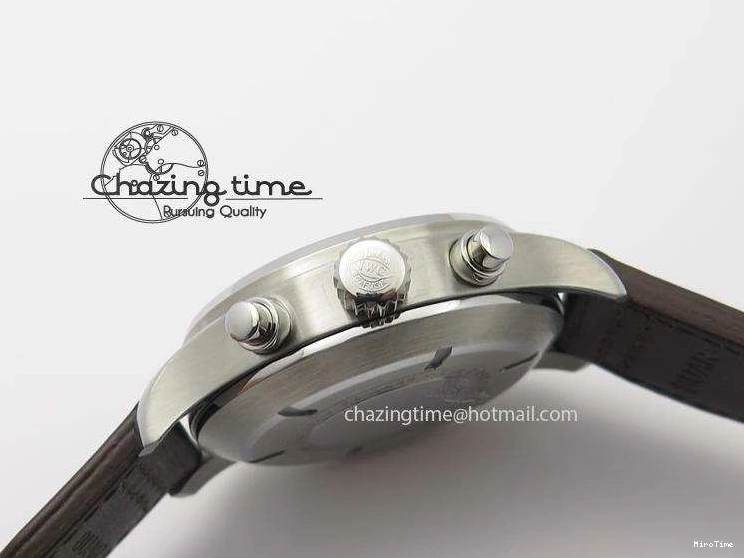 MIROTIME 0320 Pilot Chrono SS IW387808 CF3 ZF 1:1 Best Edition On Brown Leather Strap A Soft 7328